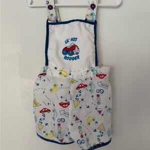 Vintage Polar Infantswear Lil Hot Rodder Car Shortalls Romper 2t